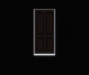 Превью обои дверь, космос, портал, темный, свечение