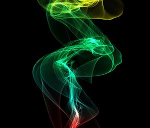 Превью обои дым, абстракция, цифровой, извилистый, цветной