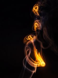 Превью обои дым, изгибы, подсветка, абстракция, темный