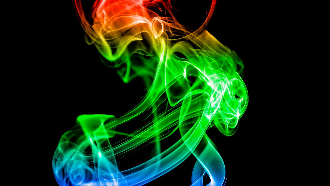 Обои дым, подсветка, разноцветный, абстракция
