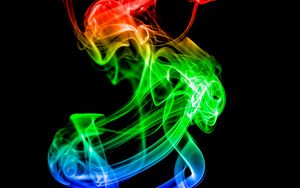 Превью обои дым, подсветка, разноцветный, абстракция