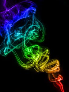 Превью обои дым, прозрачный, темнота, абстракция, разноцветный