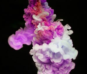 Превью обои дым, разноцветный дым, сгустки, фиолетовый, белый