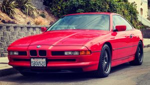 Превью обои e31, bmw, 1997, красный, 850ci, вид спереди