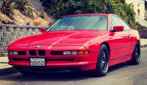 Превью обои e31, bmw, 1997, красный, 850ci, вид спереди