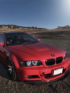 Превью обои e46, bmw, красный, авто, вид сбоку