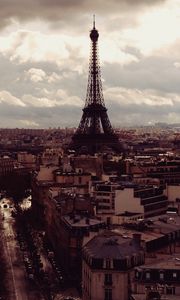 Превью обои eiffel tower, paris, france, эйфелева башня, париж, франция, вид сверху, вечер