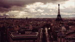 Превью обои eiffel tower, paris, france, эйфелева башня, париж, франция, вид сверху, вечер