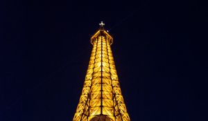 Превью обои эйфелева башня, башня, париж, франция, вид снизу, подсветка, вечер