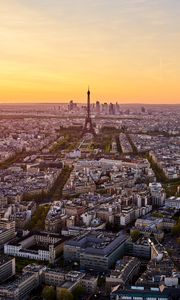 Превью обои эйфелева башня, город, закат, улицы, архитектура, париж, франция