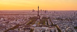 Превью обои эйфелева башня, город, закат, улицы, архитектура, париж, франция