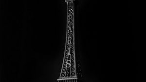 Превью обои эйфелева башня, миниатюра, париж, франция, черно-белый