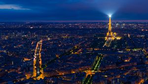 Превью обои эйфелева башня, ночной город, париж, франция, огни города