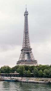 Превью обои эйфелева башня, париж, франция, река, архитектура