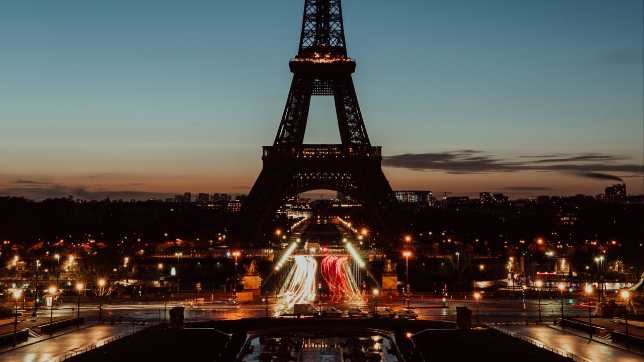Обои эйфелева башня, париж, ночь, огни города