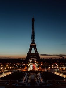 Превью обои эйфелева башня, париж, ночь, огни города