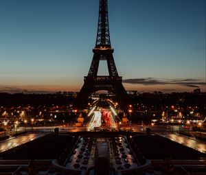 Превью обои эйфелева башня, париж, ночь, огни города