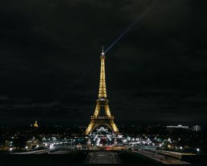 Превью обои эйфелева башня, париж, ночной город, огни города, франция