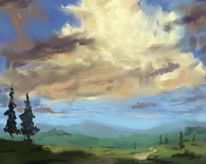Превью обои ель, деревья, краска, холст, арт