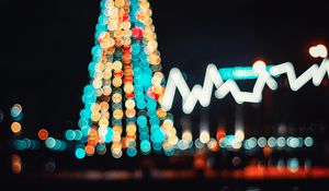 Превью обои елка, блики, боке, освещение, новый год, рождество