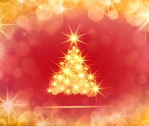 Превью обои елка, блики, боке, круги, блеск, новый год