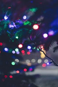 Превью обои елка, гирлянда, огни, блики, новый год, рождество