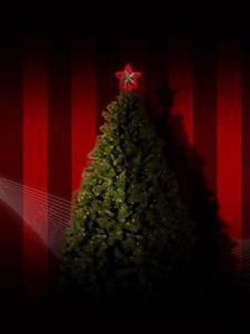 Превью обои елка, гирлянда, звезда, праздник, рождество, надпись, поздравление