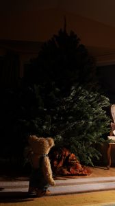 Превью обои елка, игрушка, плюшевый мишка, новый год, рождество