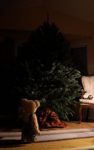 Превью обои елка, игрушка, плюшевый мишка, новый год, рождество