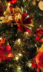 Превью обои елка, игрушки, гирлянда, праздник, новый год, рождество