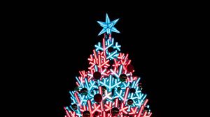 Превью обои елка, иллюминация, украшения, новый год, рождество
