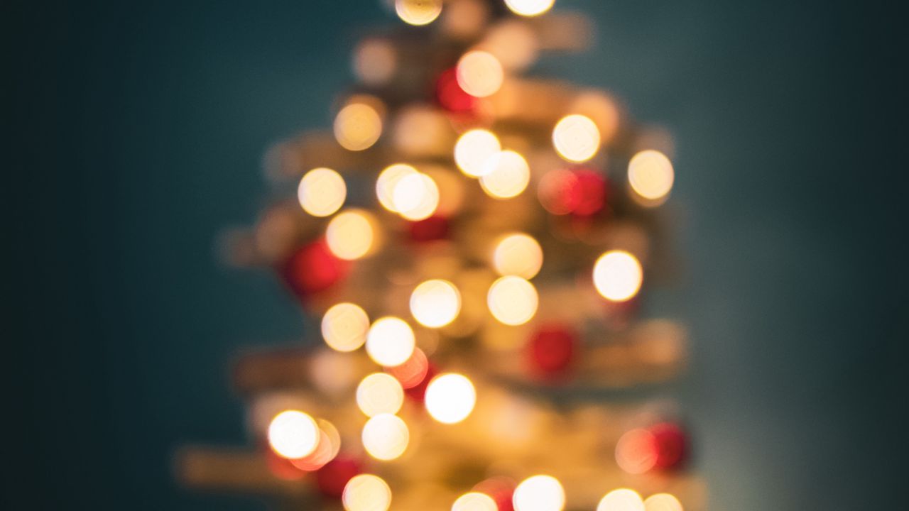 Обои елка, огни, размытость, боке, новый год, рождество