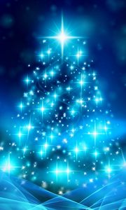 Превью обои елка, рождество, новый год, блеск, искры