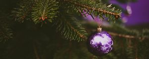 Превью обои елка, украшение, шар, фиолетовый, праздник