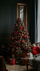 Превью обои елка, украшения, подарки, рождество, новый год