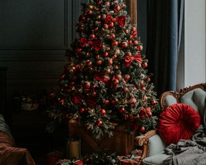 Превью обои елка, украшения, подарки, рождество, новый год