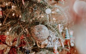 Превью обои елка, украшения, шар, глобус, новый год