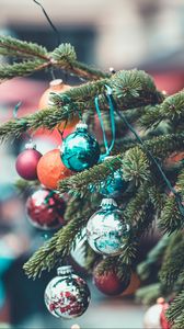 Превью обои елка, украшения, шары, новый год, рождество