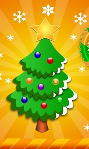 Превью обои елка, звезда, снежинки, лучи, рождество, праздник, надпись