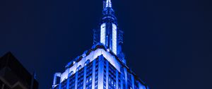 Превью обои empire state building, здание, архитектура, подсветка, ночь, темный, нью-йорк
