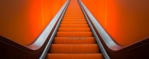 Превью обои эскалатор, лестница, оранжевый