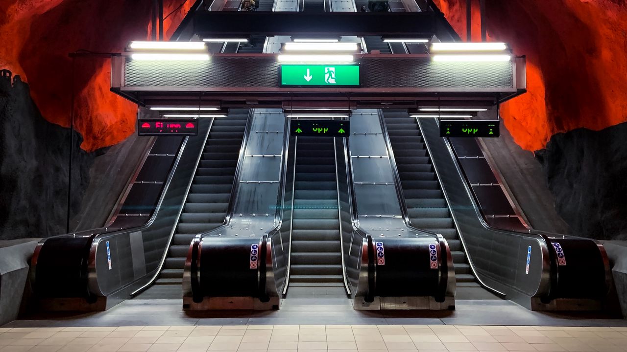 Обои эскалатор, метро, станция, тоннель