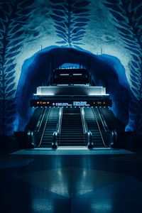 Превью обои эскалатор, тоннель, метро, станция, темный