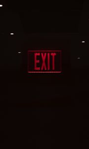 Превью обои exit, табличка, надпись, красный, темный