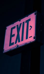 Превью обои exit, выход, надпись, подсветка, указатель