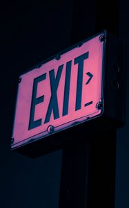 Превью обои exit, выход, надпись, подсветка, указатель