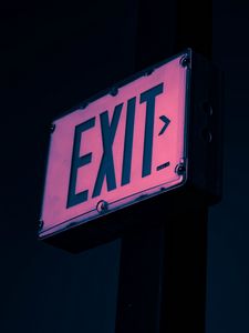 Превью обои exit, выход, надпись, подсветка, указатель