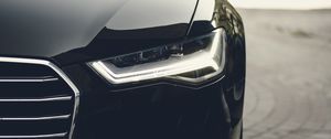 Превью обои фара, автомобиль, черный, вид спереди