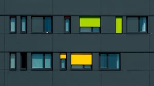 Превью обои фасад, окна, разноцветный, здание