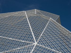Превью обои фасад, вид снизу, архитектура, здание, синий